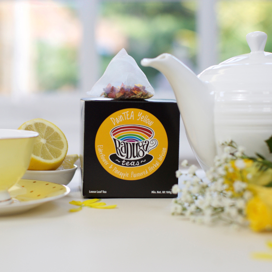 DainTEA Yellow - Elderflower & Pineapple Flavoured Herbal Infusion - Tea - Tea Gift - Gift - Rainbow - Rainbow Gift - Colourful - Fruit Tea